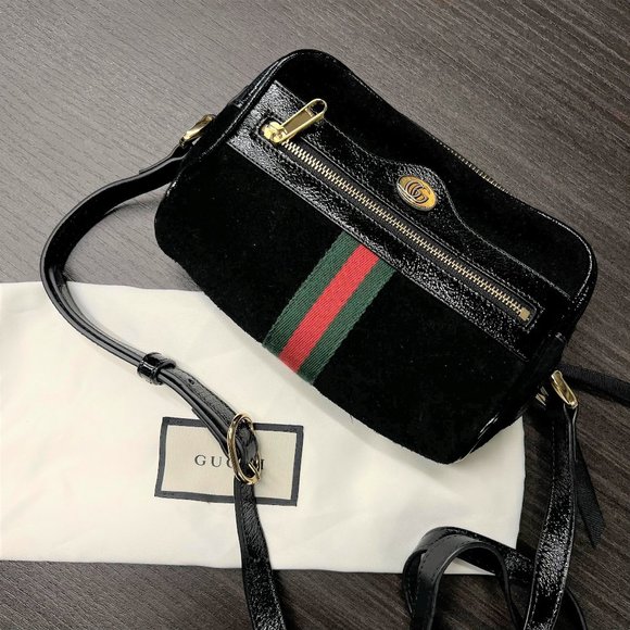 Gucci Bags Gucci Ophidia Mini Suede Black Crossbody Bag Poshmark